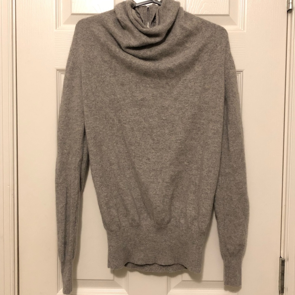 Gray cashmere Tory Burch turtle/cowl neck sweater